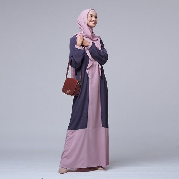 Gamis Nibras NB A74 - Simpel Elegan Model 2021 - Abu Tua / Maroon