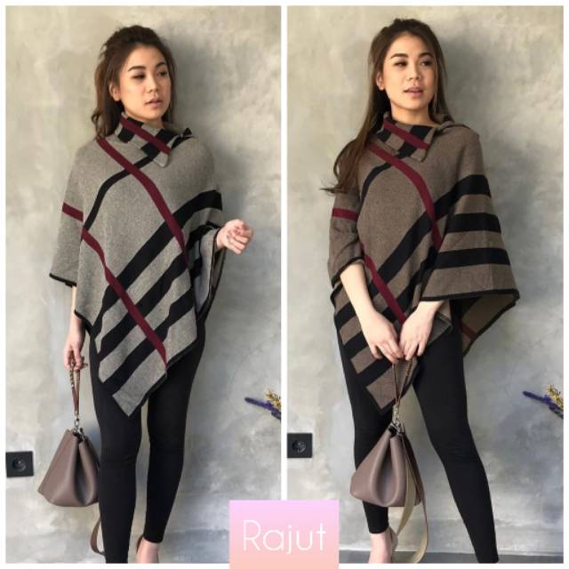 RESTOCK PONCHO BB RAJUT | Aouter Wanita Rajut Motif Kekinian Fashion Muslim Branded Big Size Jumbo L