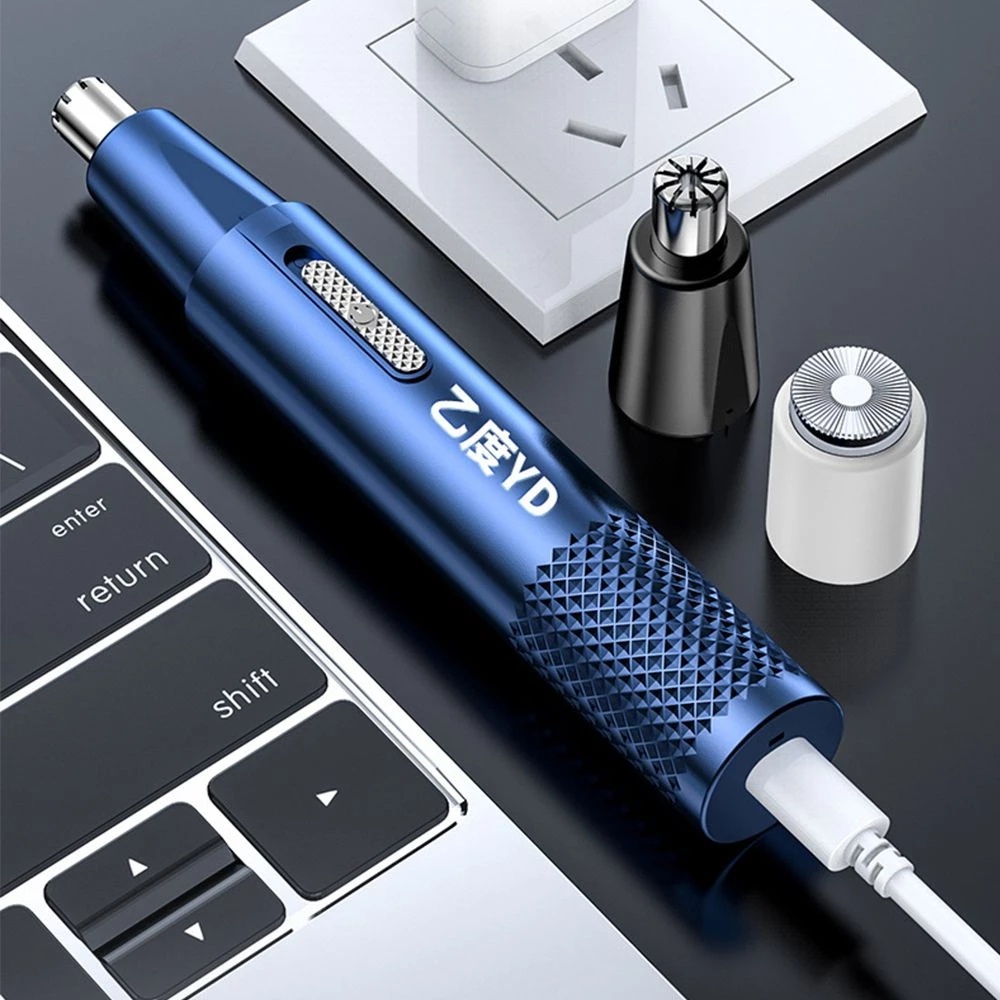 Alat Penghilang Bulu Tubuh Universal USB Rechargeable R-type Fillet Head Trimmer Alat Cukur Rambut Hidung Pria Tidak Melukai Kulit