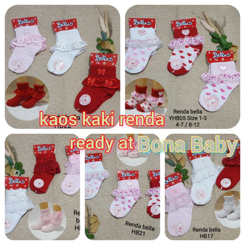 [BonaBaby] kaos kaki renda / kaos kaki renda bayi / kaos kaki renda anak tk / kaos kaki bella