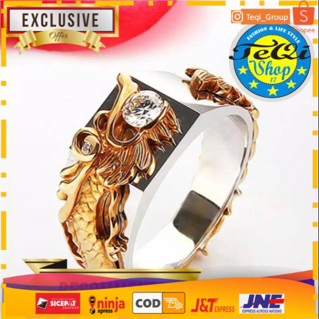 CINCIN PRIA MOTIF NAGA MELINGKAR - RING SKULL TITANIUM