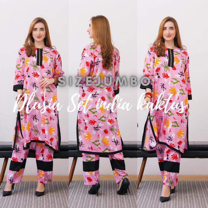 Daster Arab Dlusia Setelan INDIA KAKTUS Baju setelan Rayon Super Big Size