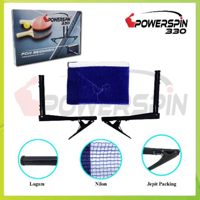 NET PINGPONG / NET TENIS MEJA JEPIT POWERSPIN 330 ORIGINAL
