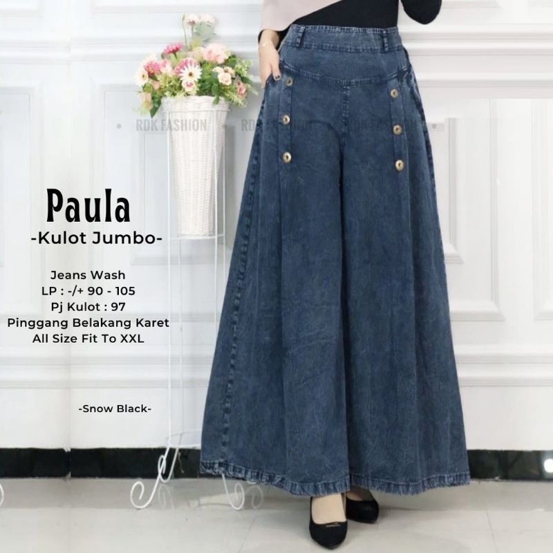 ALAZKA KULOT JUMBO JEANS PALAZO/KULOT JUMBO PAULA SNOW BLACK DAN SNOW BLUE