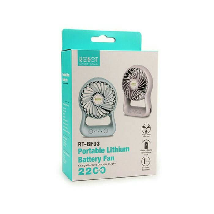 Kipas Mini Power Bank Robot Rt-Bf03 2200Mah Portable Mini Fan Original