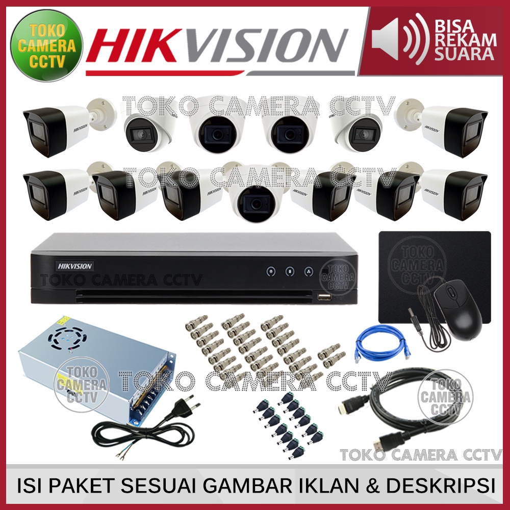 PAKET CCTV HIKVISION 2MP 16 CHANNEL 13 KAMERA AUDIO