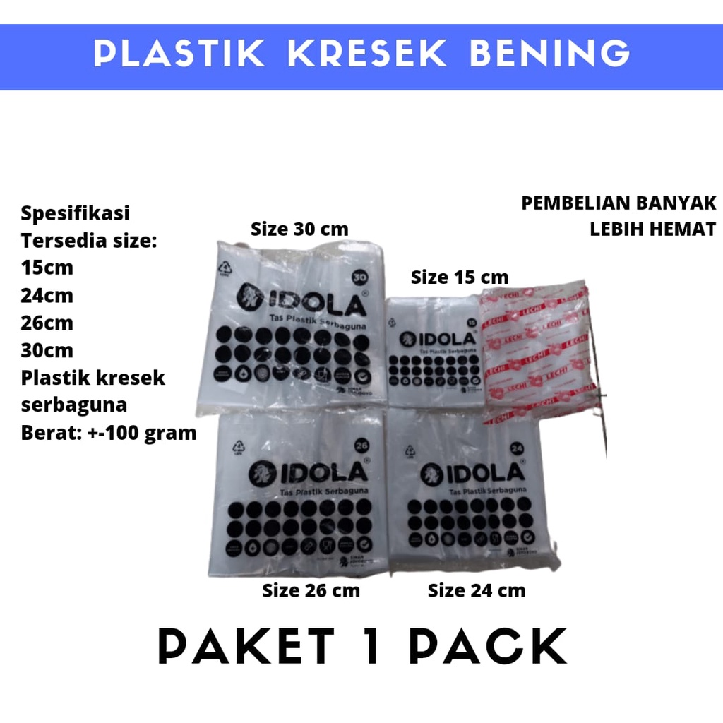 PLASTIK KRESEK MURAH BENING KECIL JUMBO MERK RANDOM MERK IDOLA PLASTIK SERBAGUNA ORIGINAL TEBAL KUAL