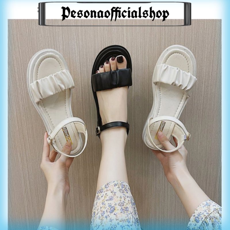 COD POS LX2 Sepatu Sandal Wanita Tali  Wedges Korean Style Elegant Sandal