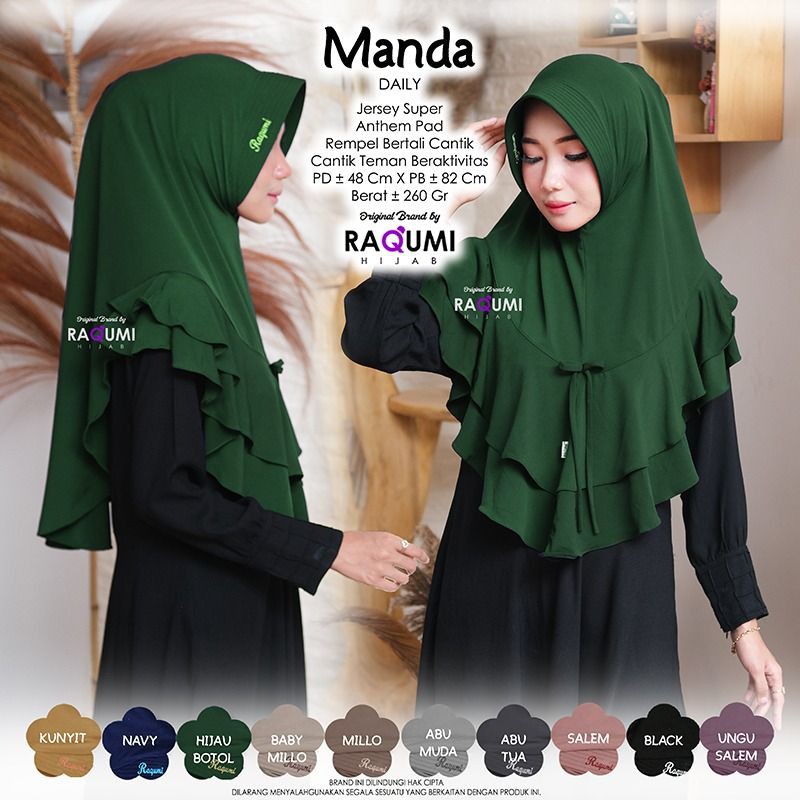 MANDA ORIGINAL RAQUMI HIJAB | NEW RAQUMI | JILBAB JERSEY RAQUMI | JILBAB DAILY RAQUMI | JILBAB BOTOL