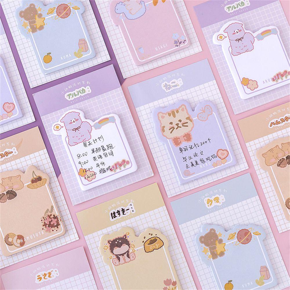 Lanfy Kawaii Sticky Notes Kartun Beruang Scrapbook Kertas Tulisan Kucing Self Adhesive Massage Note