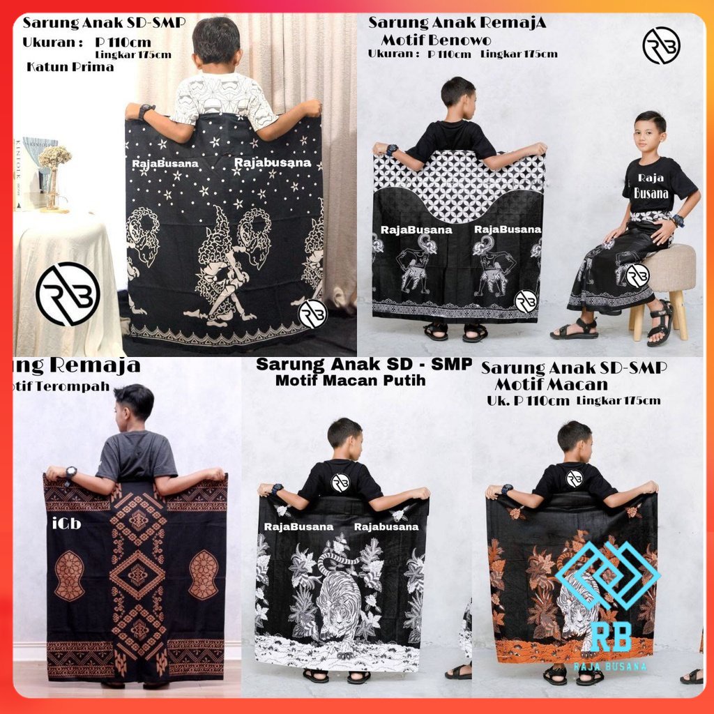 SARUNG ANAK / SARUNG ANAK SD DAN SMP / SARUNG PALAIKAT PALEKAT / SARUNG KANG SANTRI GUS AZMI / SARUNG BATIK / SARUNG ANAK TANGGUNG / SARUNG MOTIF BECAK ONTEL HITAM / COKLAT MERAH BIRU / SARUNG BAHAN KATUN HALUS / SARUNG PRINTING/ RAJA BUSANA