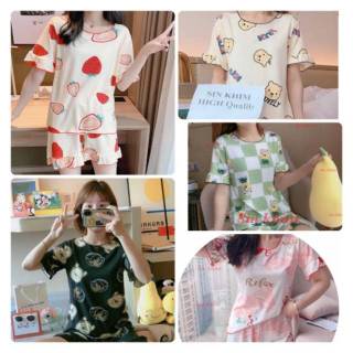 Baju tidur wanita short pants kaos spandek tebal import Baju tidur wanita short pants kaos spandek tebal import
