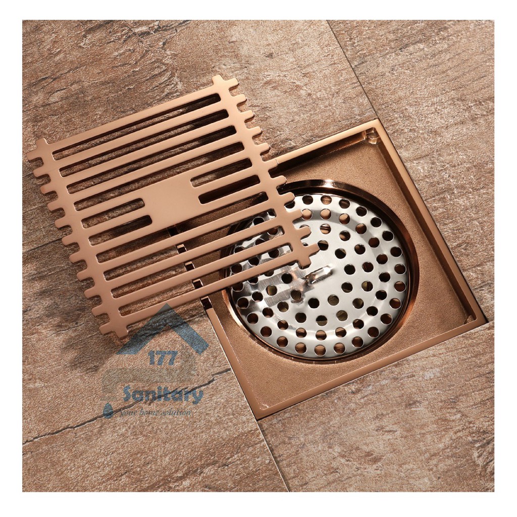 Saringan Got air KUNINGAN tebal Minimalis ROSE GOLD 667RG -Floor Drain brass anti bau antik unik /H1