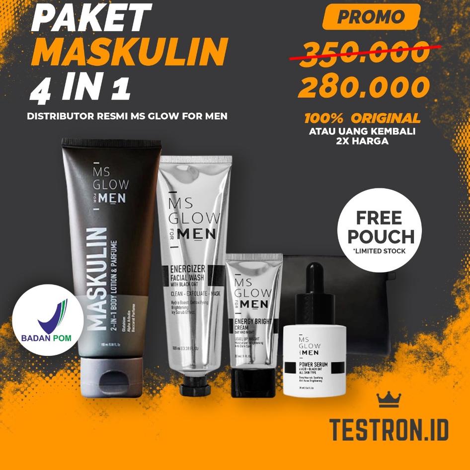 Dijual RIDGA MS GLOW MEN Paket Basic Paket Maskulin MS GLOW MEN Facial Wash Serum Bright Cream & Mas