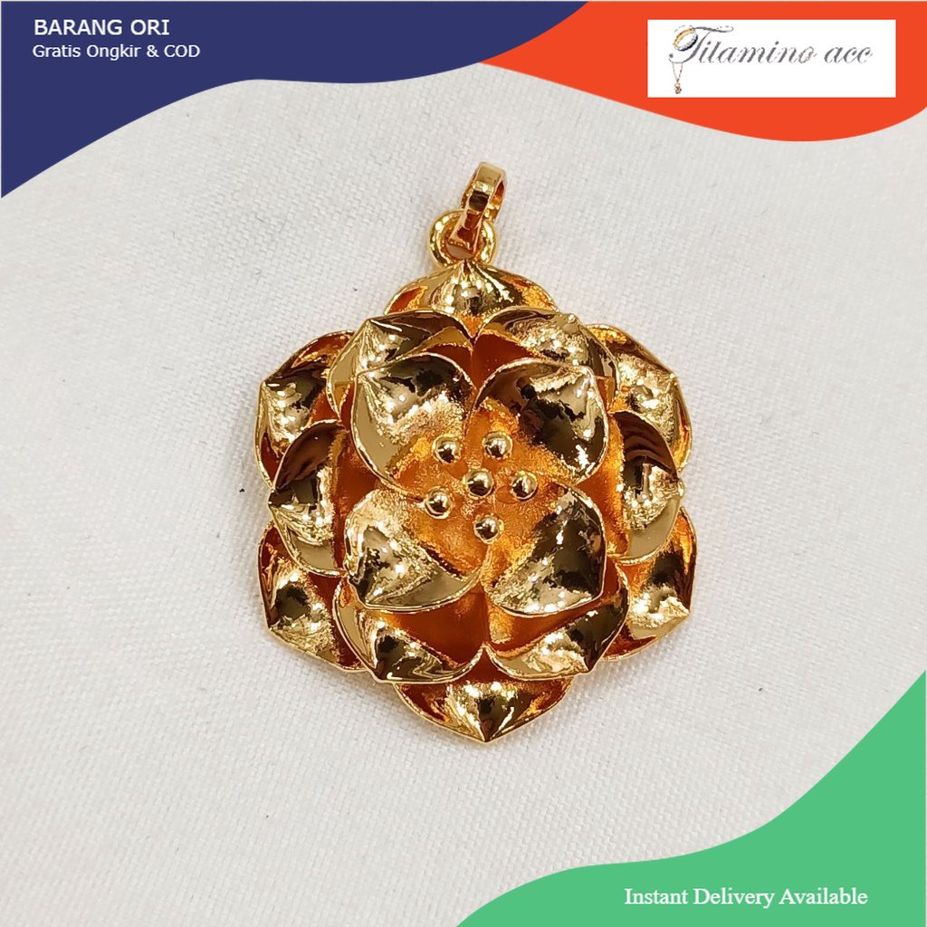 LIONTIN DUBAI BUNGA WANITA LAPIS EMAS PERHIASAN IMITASI WANITA TERMURAH