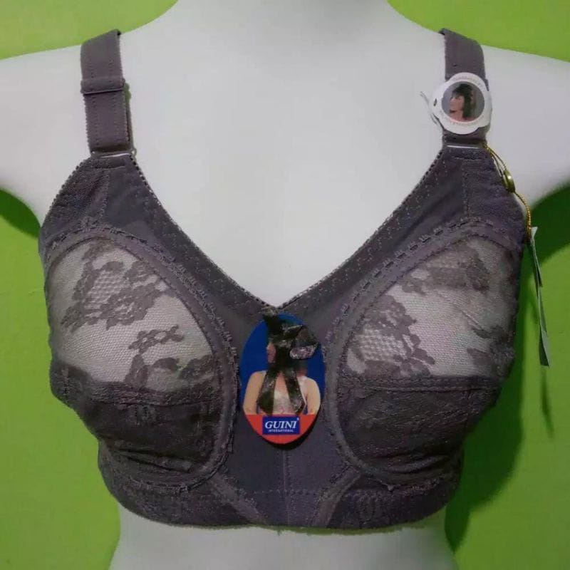 BH Guini - Sport Bra Guini 408 Brukat Jumbo Cup B | Big Size Classic Wanita Dewasa Perempuan Klasik | Open | Pakaian Dalam Underwear Tanpa Busa Kawat