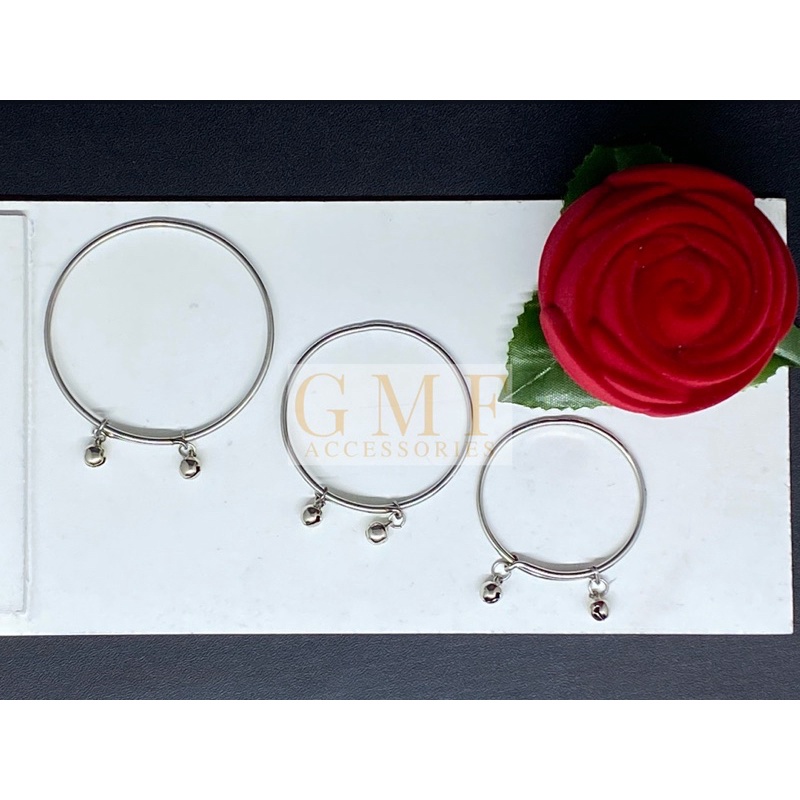 Gelang Monel Bayi Lonceng Gelang Baja Putih Gelang Bangle Anak Dewasa Anti Step Anti Panas Anti Kejang Anti Karat Stainless Steel