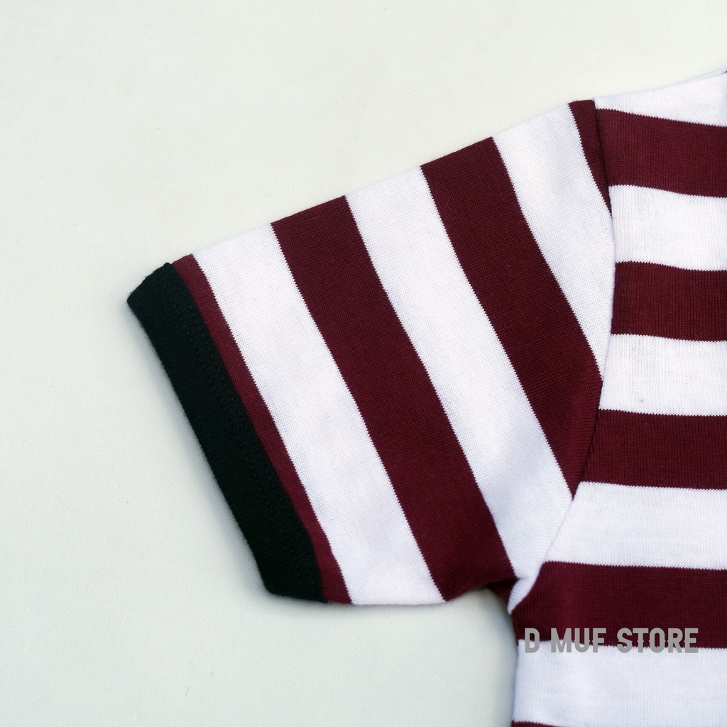 Kizzu Kaos Anak Salur Premium Usia 1-12 Tahun Salur Maroon- dmufstore