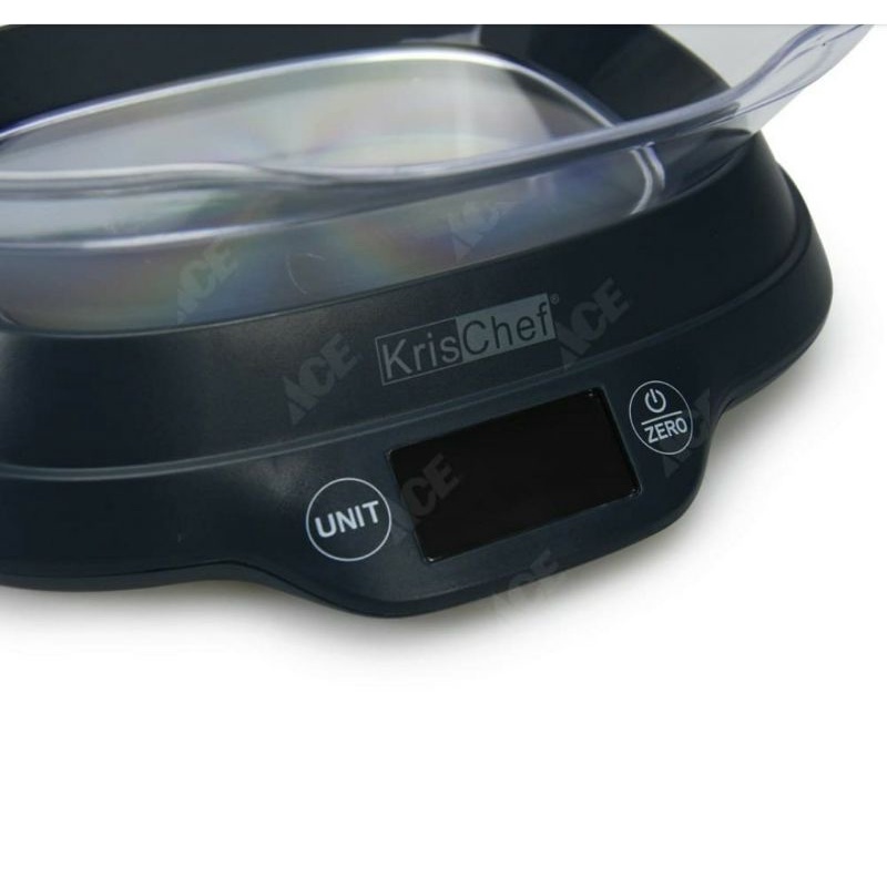 KRISCHEF TIMBANGAN DAPUR MAKANAN DIGITAL 5KG HITAM/ACE ELECTRONIC KITCHEN SCALE 5KG/TIMBANGAN BUMBU