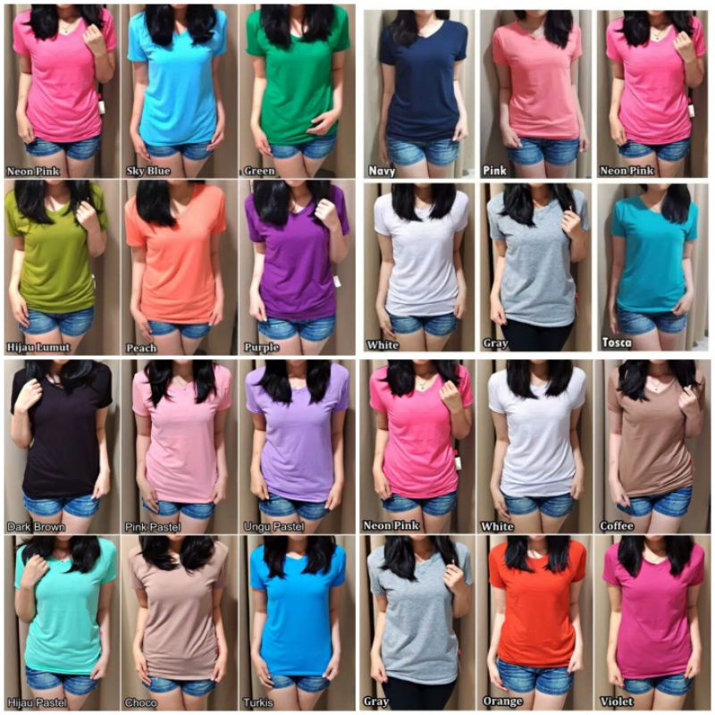 KAOS POLOS V.NECK LENGAN PENDEK SPANDEX SOFF