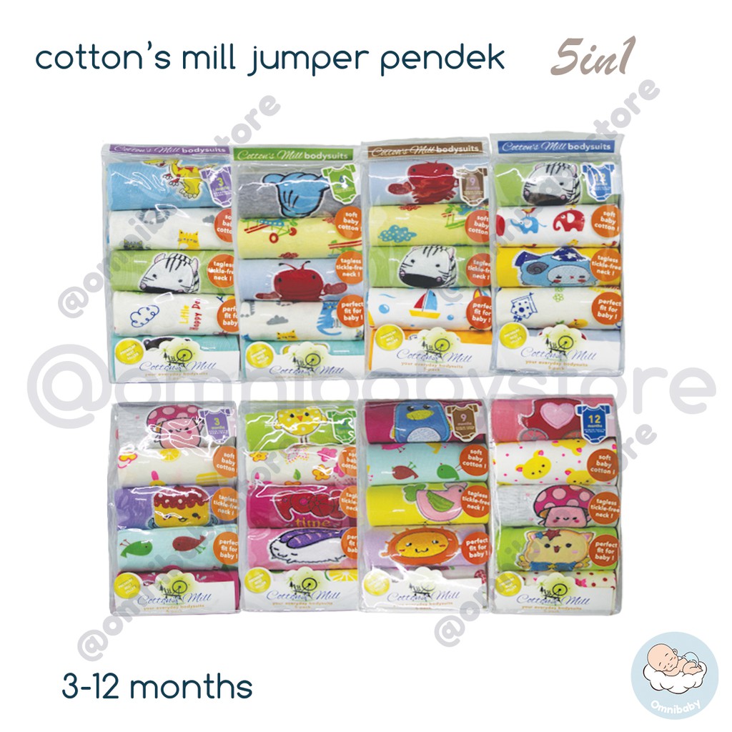 cotton's mill jumper bayi laki-laki / bayi perempuan lengan pendek 5in1 (SNI)