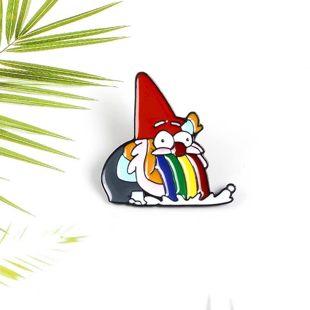 SKJK   Dwarf Bros Lucu Kerah Bros Rainbow Vomit Dwarf Rainbow Lucu Travel Commemorative Badge Pin Enamel Pin