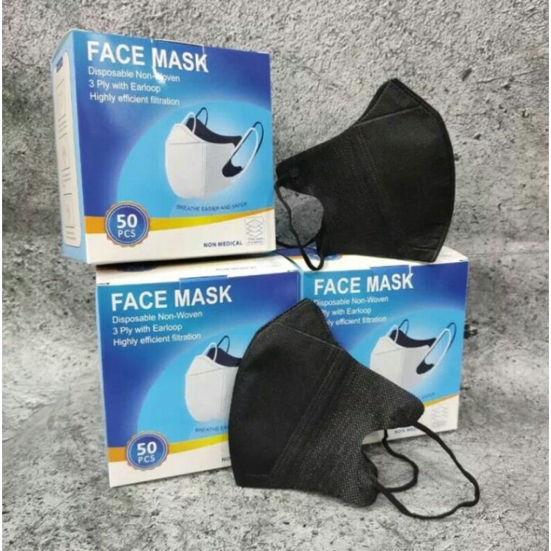 Masker Duckbill SHUMU 3ply Warna Hitam isi 50pcs (bukan duckbill sensi)