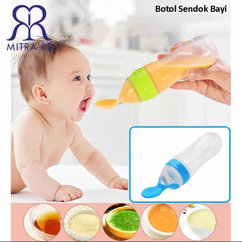 Botol Susu Sendok Bayi MPASI Bahan Silicon Feeding Alat Training Makan Bayi Peralatan MPASI BPA FREE