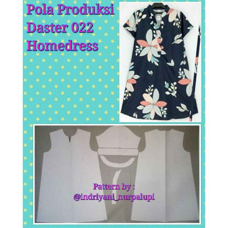 POLA DASTER HOMEDRESS 022 - POLA BAJU - POLA INSTAN - POLA PRODUKSI BAJU