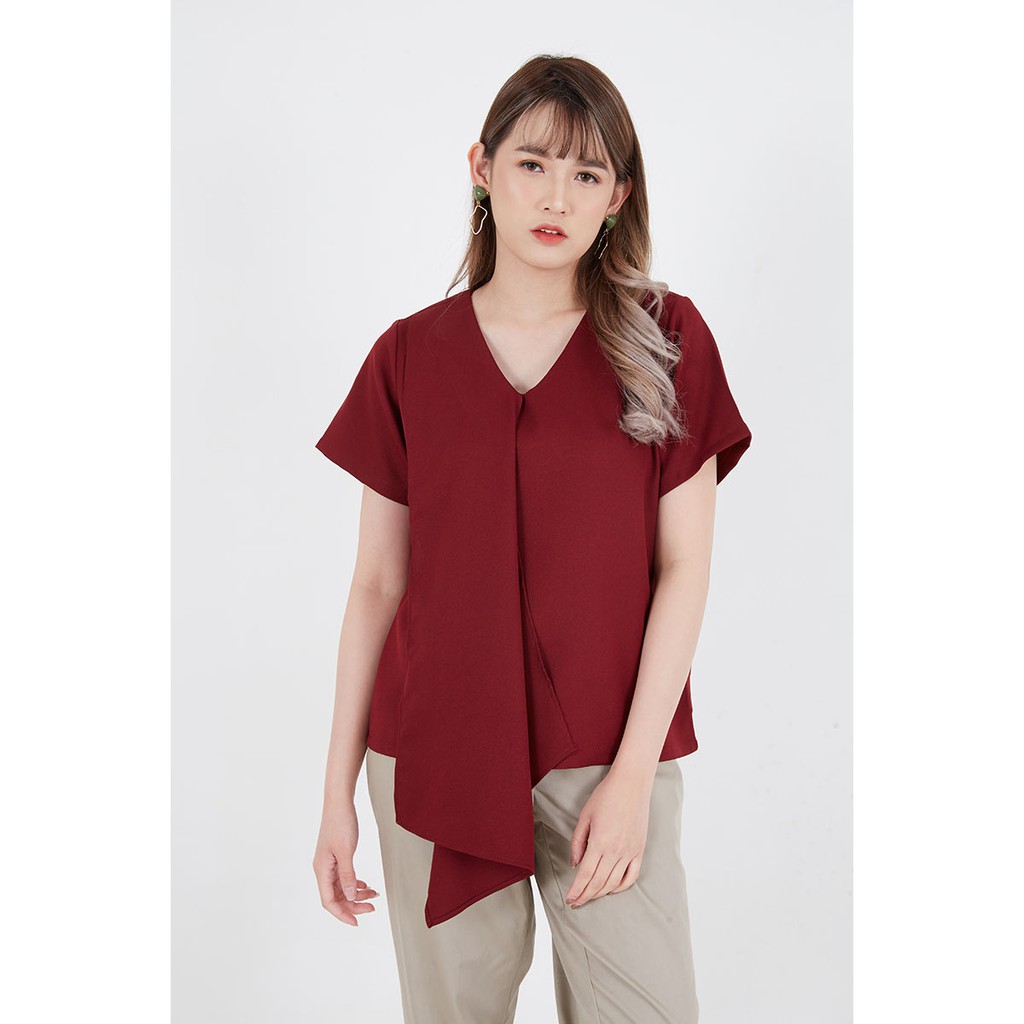 Sorabel - Ceriqa Plain Drapery Women Blouse Short Sleeve / Blouse Wanita Lengan Pendek-4