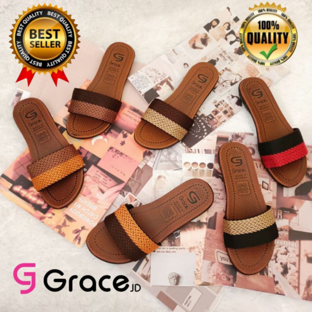 GRACE (rajut selop tapak coklat) SANDAL SELOP WANITA TURKI