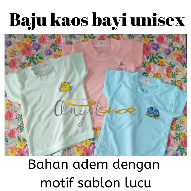 3pcs Kaos Oblong Pendek Baby Bayi (Newborn - 2Tahun) Mixcolours MURAH dan Adem by AngelBabyShopPku