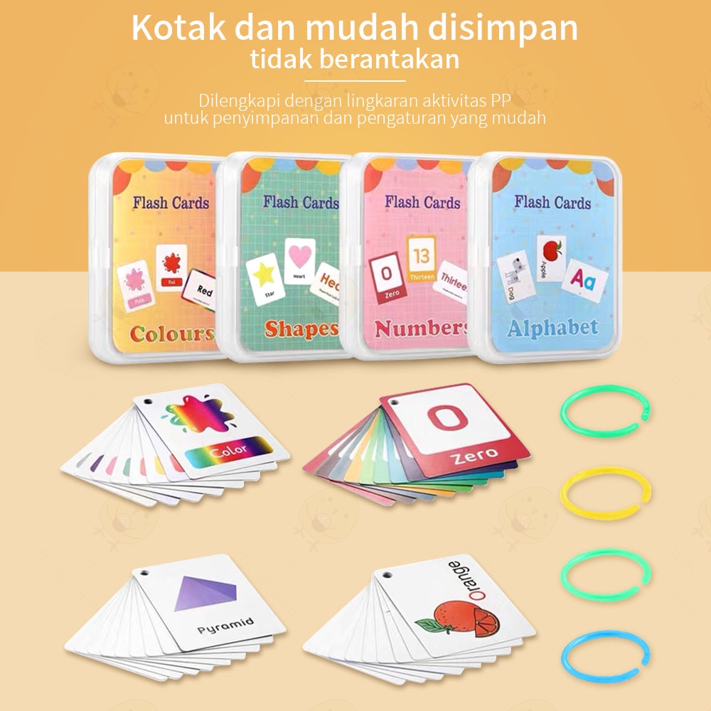 Poney Flash card edukasi anak Kartu pintar balita inggris set