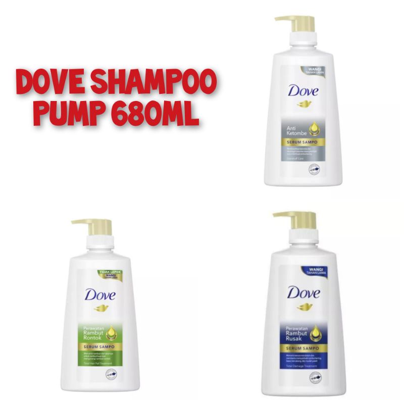 DOVE Shampoo Botol Pump Total Damage / Hair Fall Treatment / Anti Ketombe 680ml