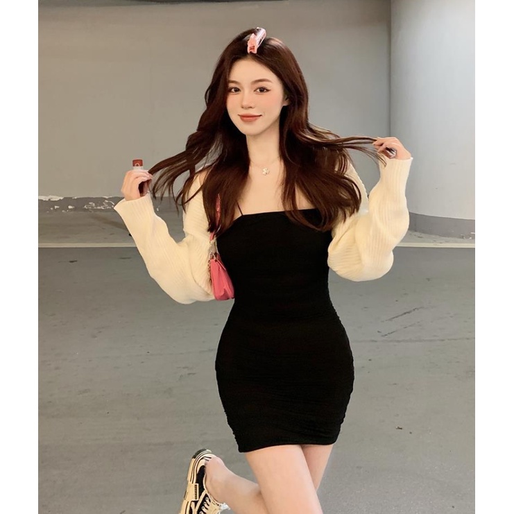 RSB BJ285 Baju Wanita Terusan Wanita Korean Off Shoulder Mini Dress Wanita Tanpa Lengan (Size S-XL)