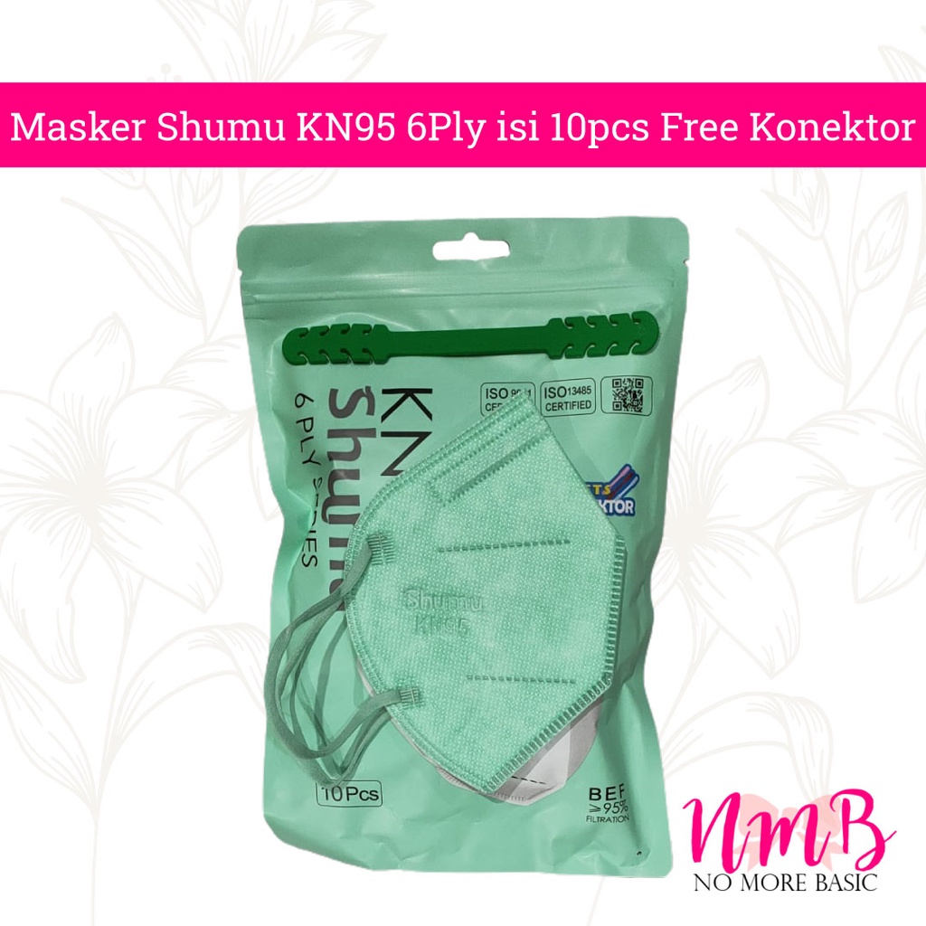 Masker KN95 SHUMU 6ply isi 10 FREE Konektor Protective Mask Kemenkes Warna Premium