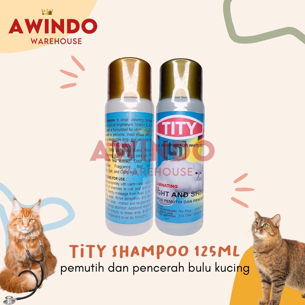 TITY 125ML - Shampo Kucing Pemutih Pencerah Bulu Putih Cat Shampoo