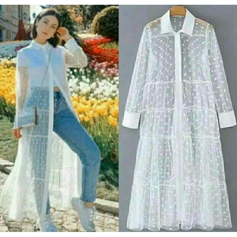 POLKADOT LONG OUTER/ CARDIGAN POLKADOT BISA REQUEST WARNA