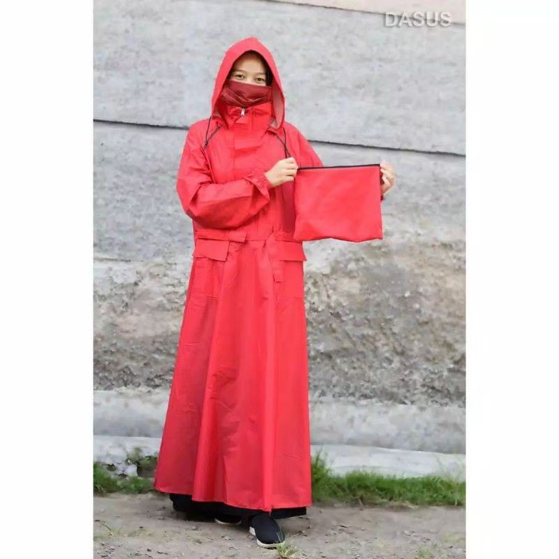 DASUS Jas Hujan Gamis Import Wanita/Raincoat Gamis Import Merah