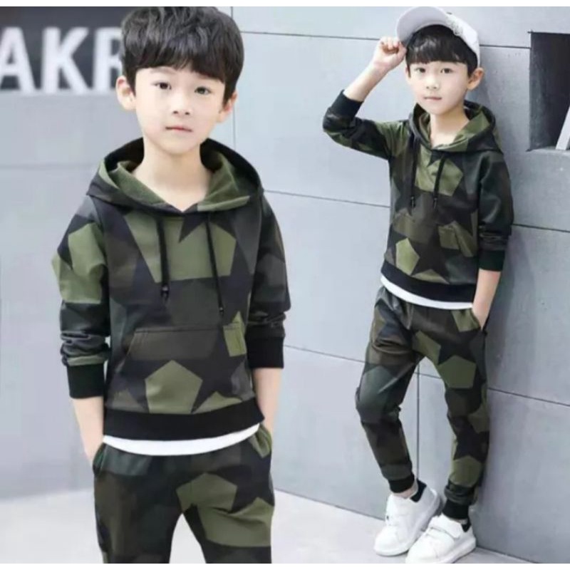 Set Hoodie | Setelan Bebytery Flecce Hoodie Star Hijau 6Bulan-5 Tahun Anak Laki-laki Dan Perempuan New Terbaru 2022