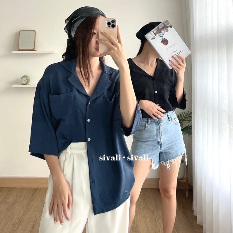 BEFAST - ZEC OOTD Blouse DABIYA / Saff Top CRINCLE / Kemeja Polos Formal / Fashion Wanita Modis / OOTD Ala Wanita Korean Style / Kemeja Terlaris / Kemeja Casual Wanita / Atasan Lengan Pendek / kem Bisa Di Jadikan Outer / Pakaian Kerja Wanita