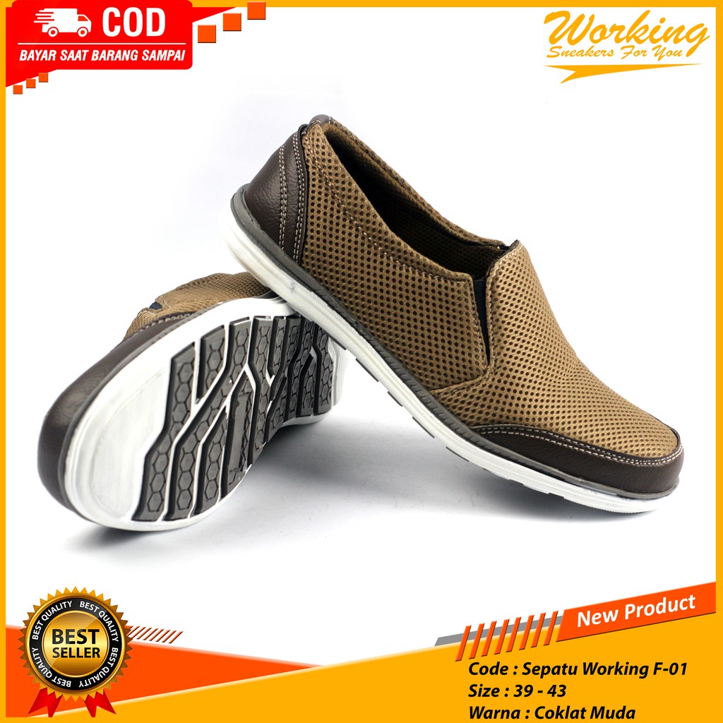 Sepatu Slip On Slop Casual Sneakers Pria Working F-01