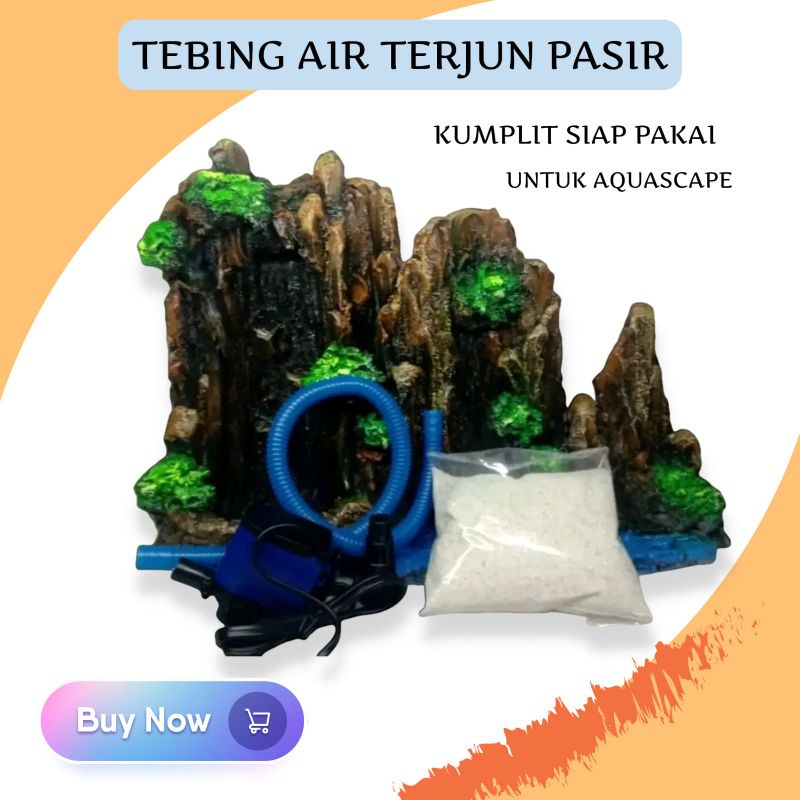 Tebing air terjun pasir aquascape tinggi 30cm full set