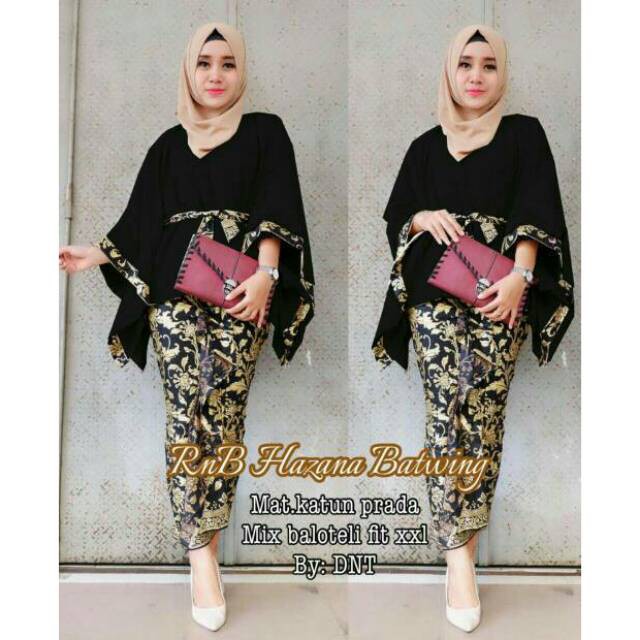 Setelan Batik - Atasan Jumbo Rnb Hazana Batwing kebaya modern baju pesta murah atasan jumbo