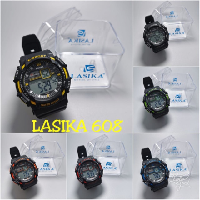 LASIKA 608 asli jam tangan sporty remaja dewasa pria wanita anti air led