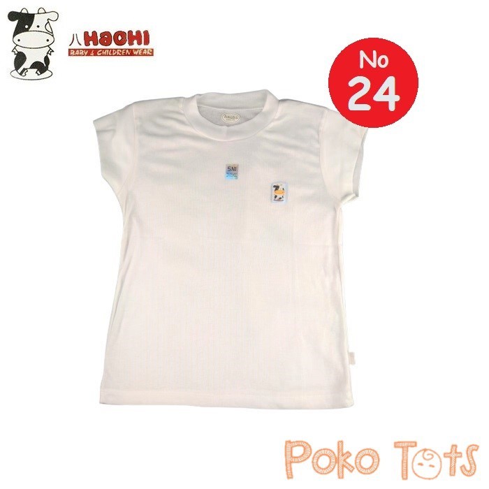 Hachi Kaos Oblong Putih Ukuran 24 Tangan Pendek Bayi dan Anak Polos