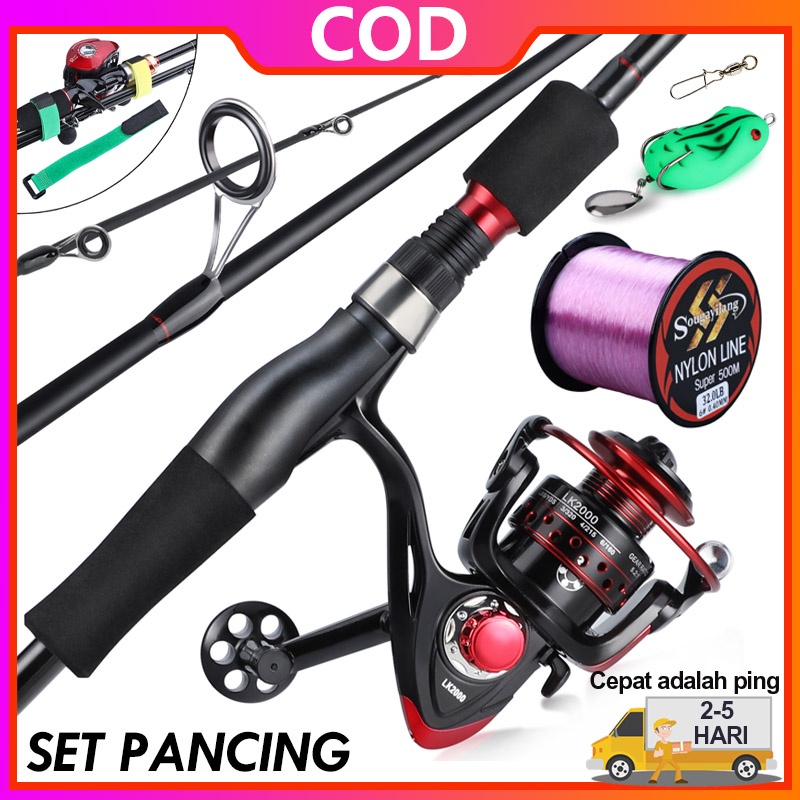Sougayilang Kualitas tinggi Set Pancing 2 Bagian Fishing Rod dan Fishing Reel Set Rod Reel Umpan Baris Penuh Combo pancingan set lengkap