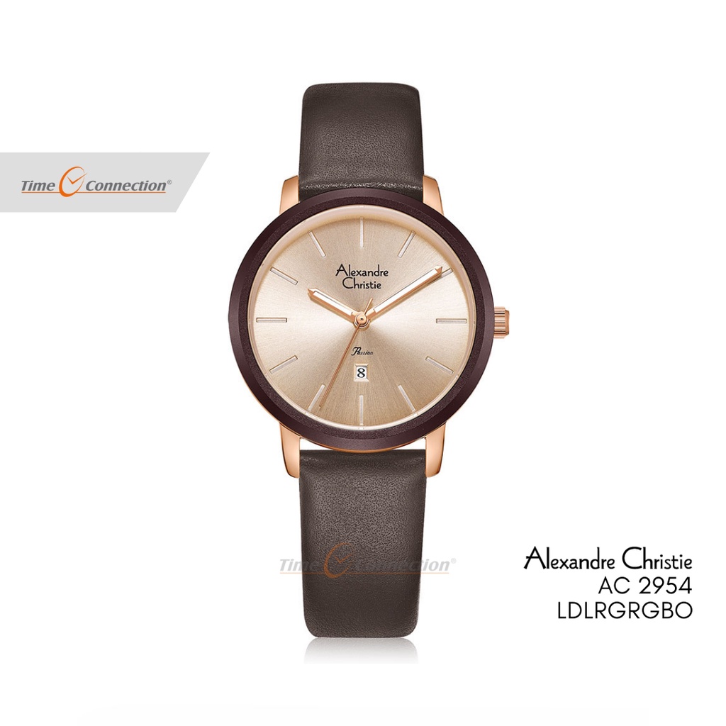 Alexandre Christie AC 2954 LDLRGRGBO Coklat Rosegold Original / Jam Tangan Wanita Analog Kulit / Bro