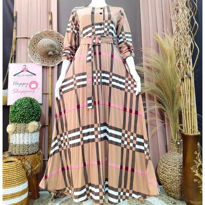 gamis plisket motif