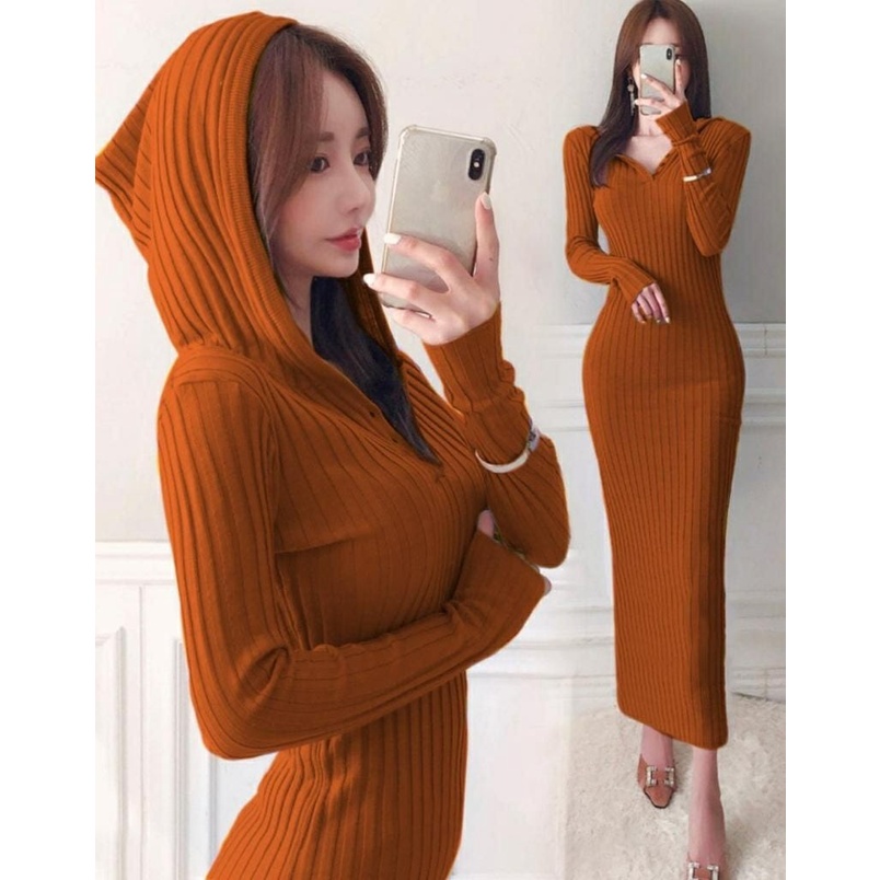 PCS DRESS VENUS KNIT HOODIE FASHION PAKAIAN WANITA ED